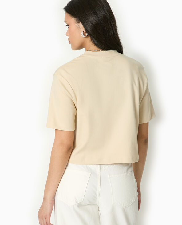 T-shirt ample et court beige - Pimkie