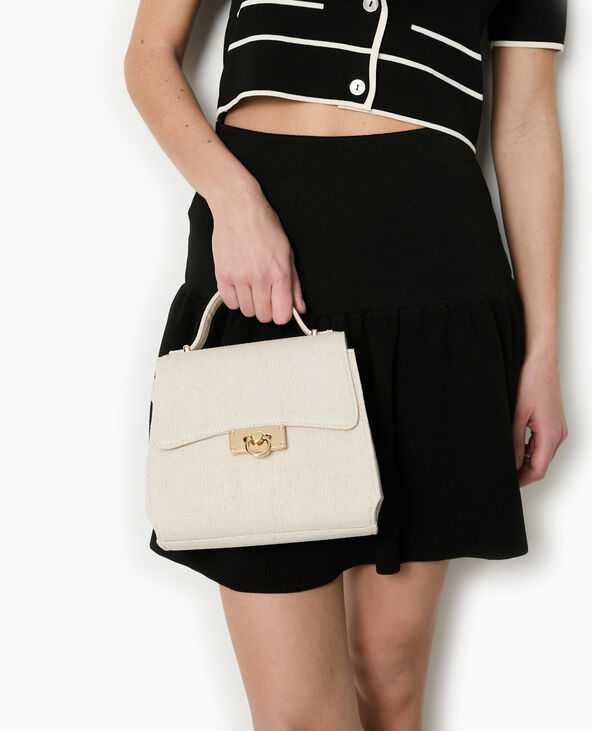 Sac boxy tissu avec poignée et bandoulière beige - Pimkie