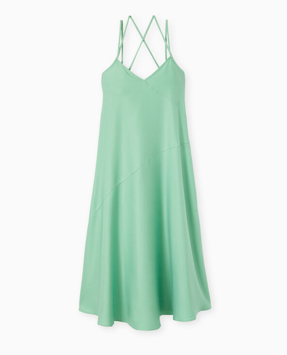 Robe longue en tissu fluide vert - Pimkie