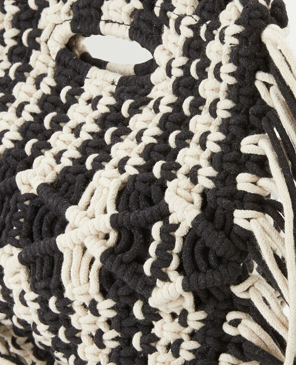 Sac besace crochet et franges noir - Pimkie