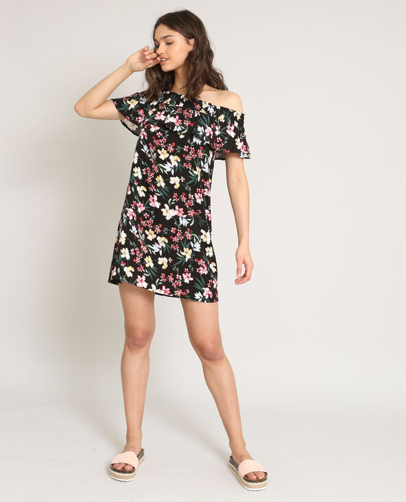 Robe col bardot noir - Pimkie