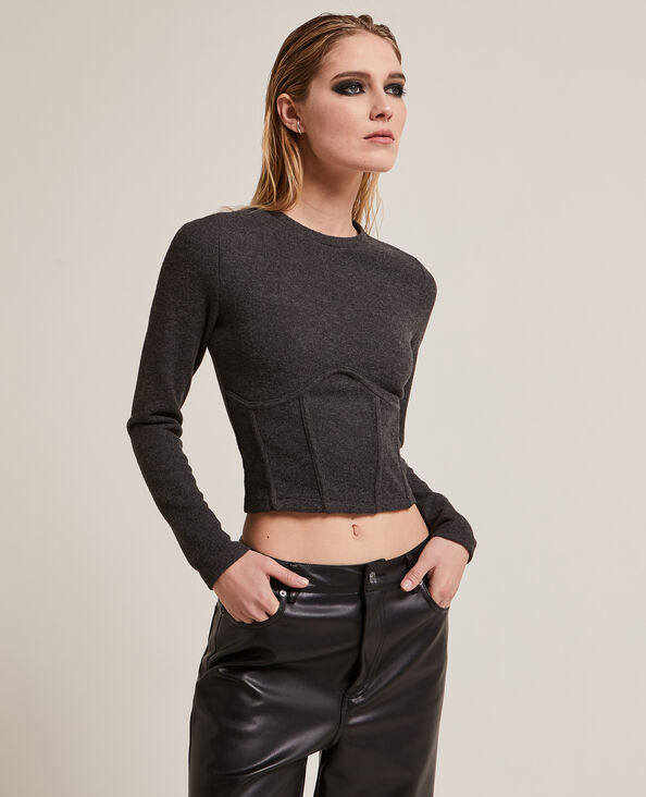 Pull façon corset gris chiné - Pimkie