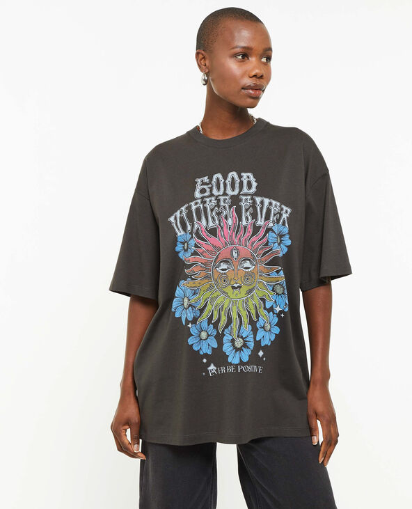 T-shirt oversize avec print gris foncé - Pimkie