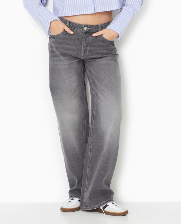 Jean wide taille basse gris foncé - Pimkie