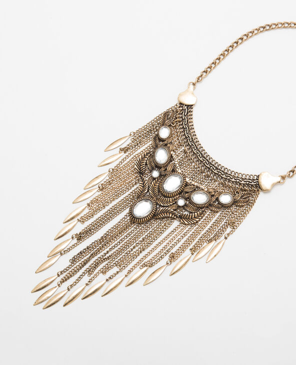 Collier plastron avec strass doré - Pimkie