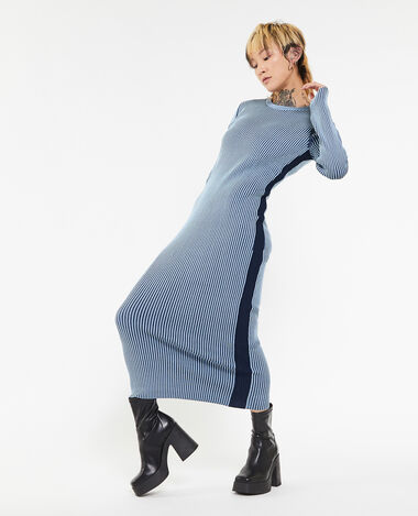 Robe longue en maille avec effet vanisé bleu marine - Pimkie