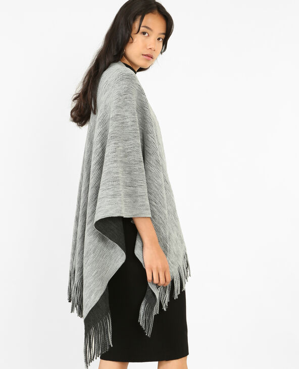 Poncho à franges gris foncé - Pimkie