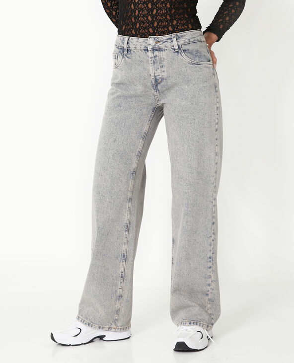 Jean wide taille basse effet délavé rose clair - Pimkie