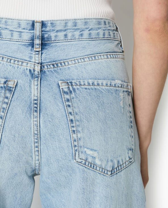 Jean droit taille regular avec revers cousus bleu - Pimkie