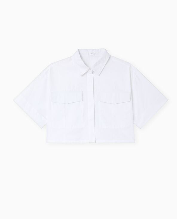 Chemise courte avec manches courtes et poches blanc - Pimkie