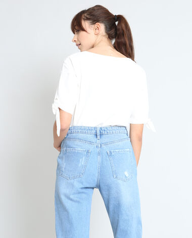 T-shirt bimatière blanc - Pimkie