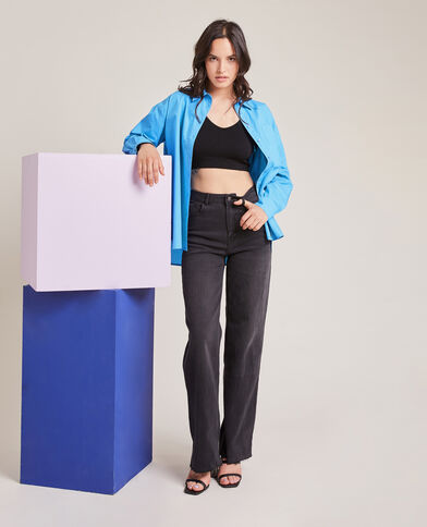 Chemise oversize manches longues bleu - Pimkie