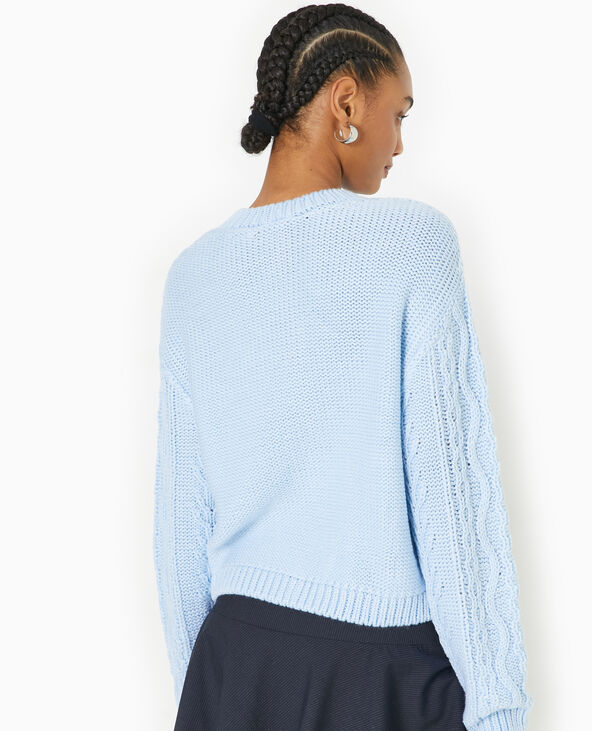 Gilet en maille fantaisie bleu - Pimkie