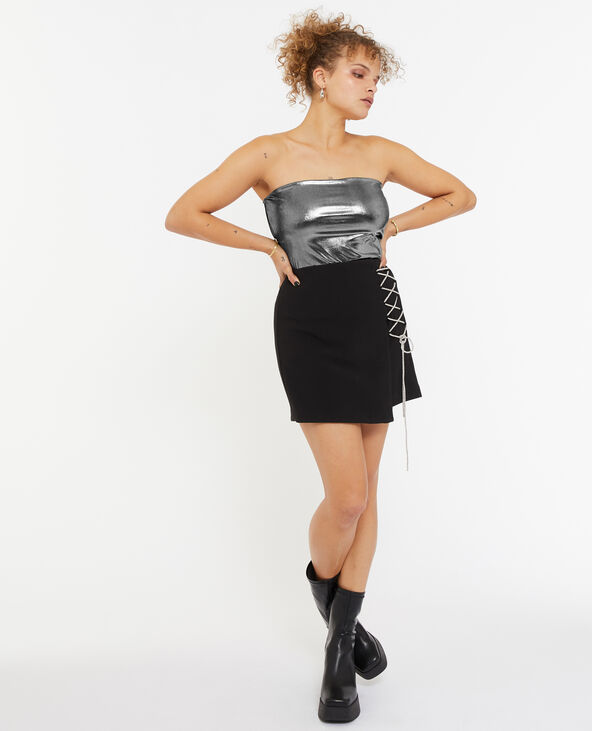 Top bandeau bustier en maille argentée argenté - Pimkie