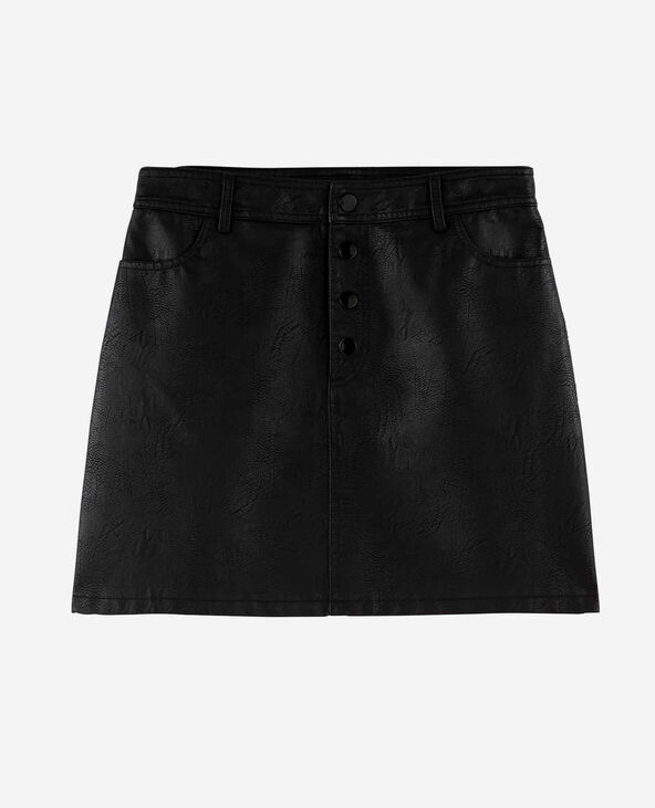 Jupe en simili cuir noir - Pimkie