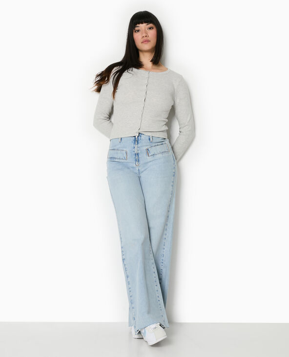 T-shirt gilet en maille côtelée gris chiné - Pimkie