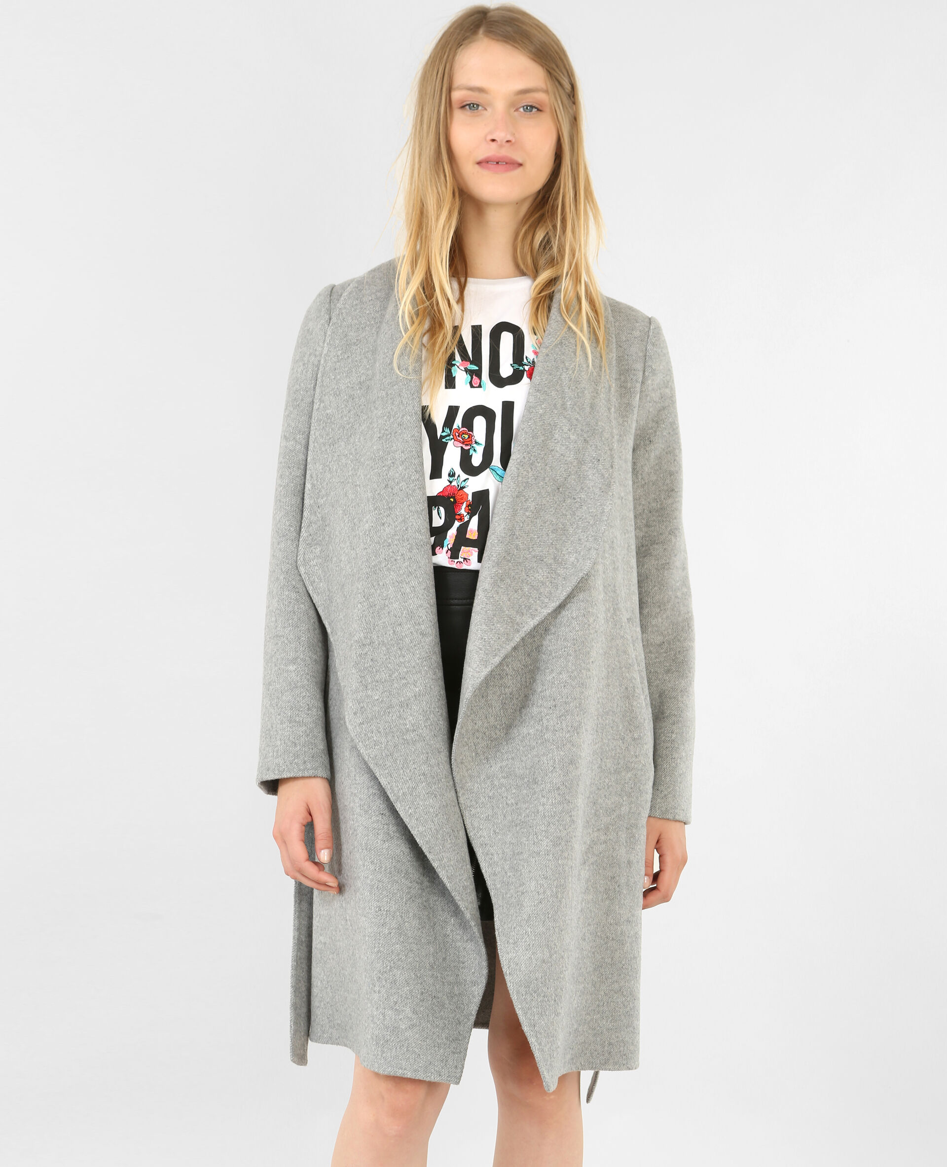 Manteau long gris chiné - 280101830A08 | Pimkie