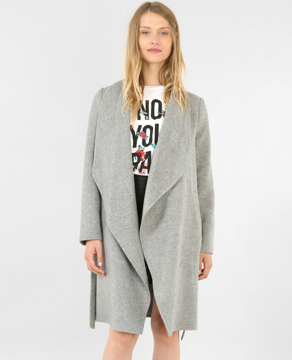 Manteau long gris chiné - Pimkie