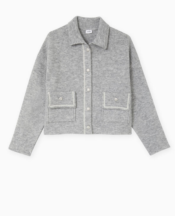 Gilet droit avec boutons fantaisie gris chiné - Pimkie