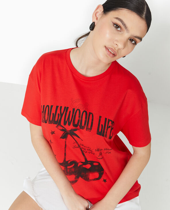 T-shirt oversize avec print rouge - Pimkie