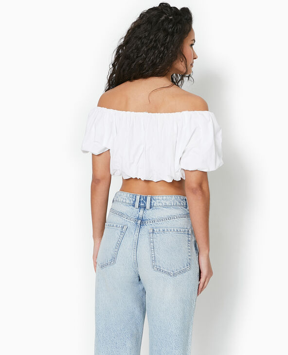 Top court avec encolure Bardot blanc - Pimkie