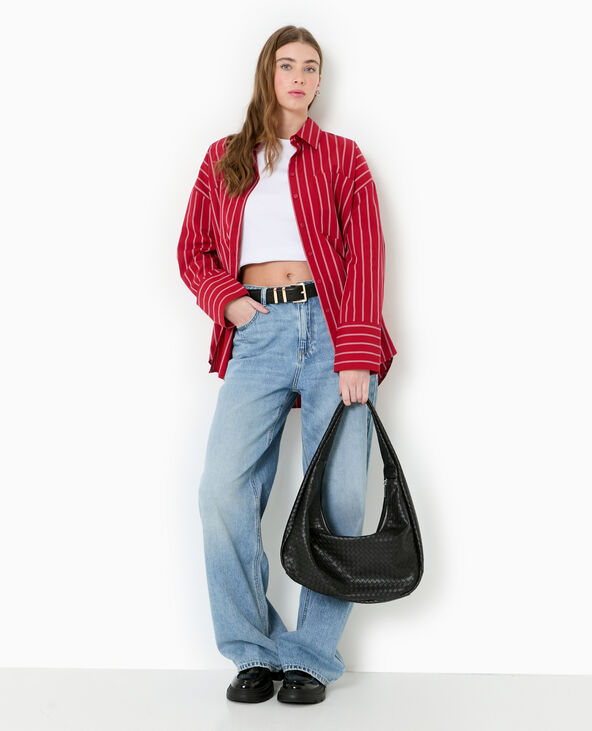 Chemise oversize rayée avec poches rouge - Pimkie
