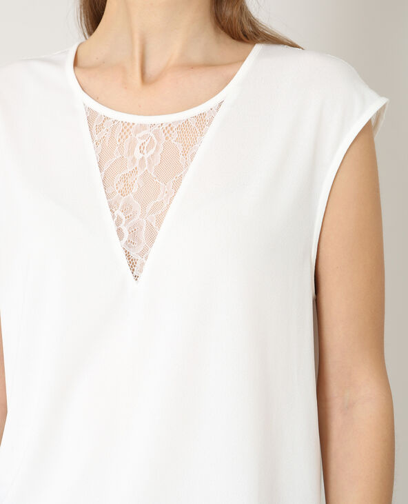 Top col dentelle blanc - Pimkie