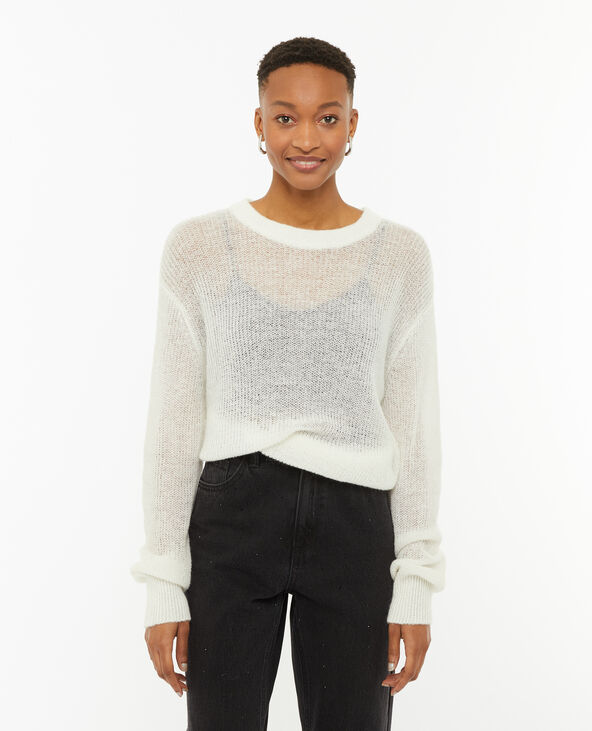 Pull en maille ajourée blanc - Pimkie