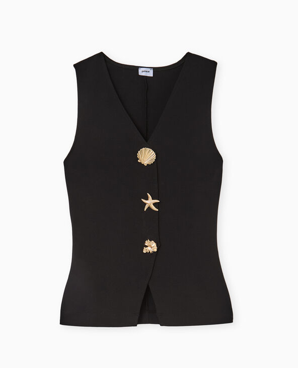Top effet gilet sans manches avec boutons bijoux noir - Pimkie