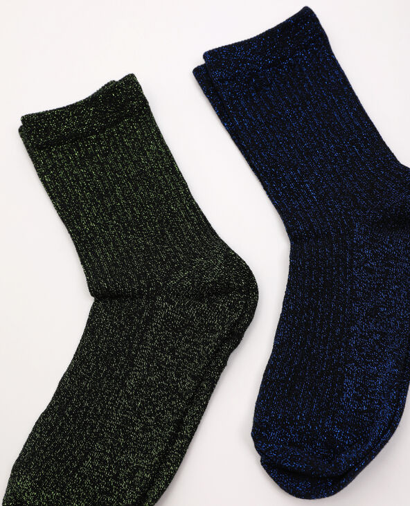Lot de 2 paires de chaussettes paillettes bleu - Pimkie