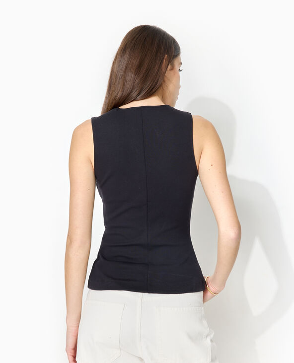 Top effet gilet sans manches avec boutons bijoux noir - Pimkie