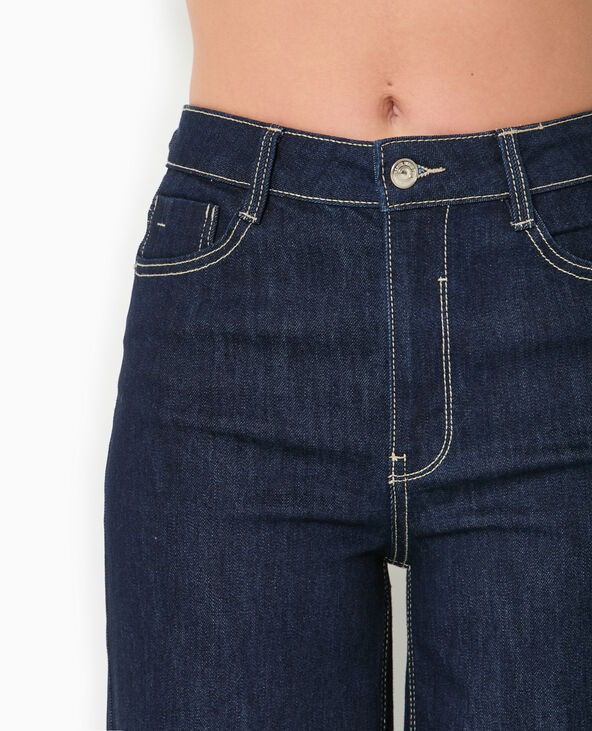 Jean wide taille haute avec bas coupés bleu - Pimkie