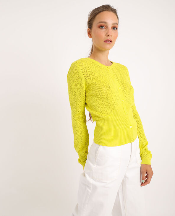 Gilet maille fantaisie vert anis - Pimkie