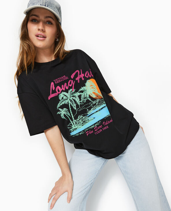 T-shirt oversize avec print devant noir - Pimkie