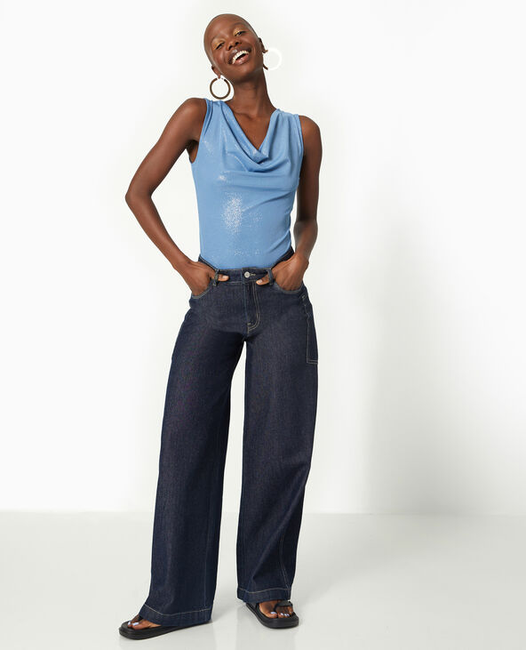 Top col bénitier avec lurex bleu - Pimkie