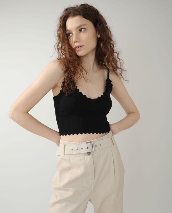 Crop top festonné noir - Pimkie