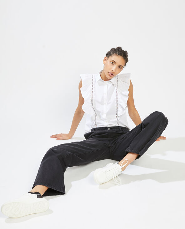 Blouse boutonnée avec volants blanc - Pimkie
