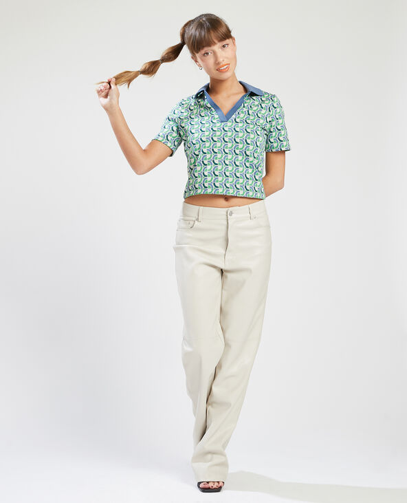 Top court col polo vert olive - Pimkie