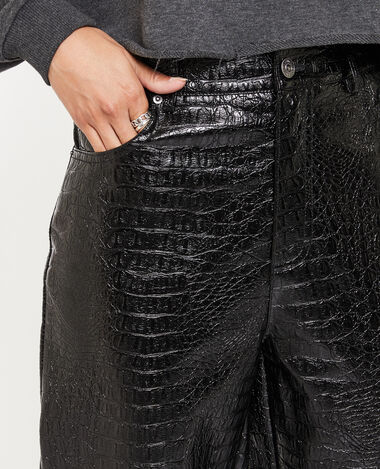 Pantalon droit en vinyle effet croco noir - Pimkie