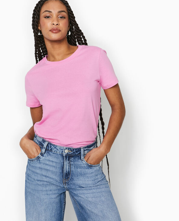 T-shirt basique col rond rose - Pimkie