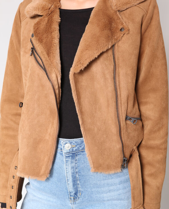 Veste perfecto suédine camel - Pimkie