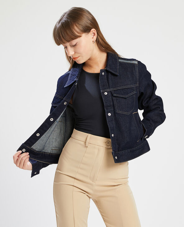 Veste en jean bleu marine store