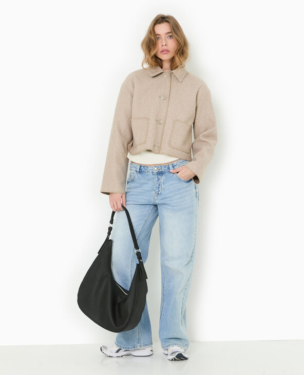 Manteau court avec coutures fantaisies beige - Pimkie