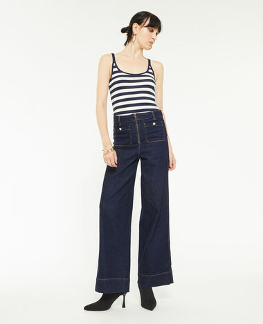 Jean Wide avec fermeture zippée apparente bleu - Pimkie