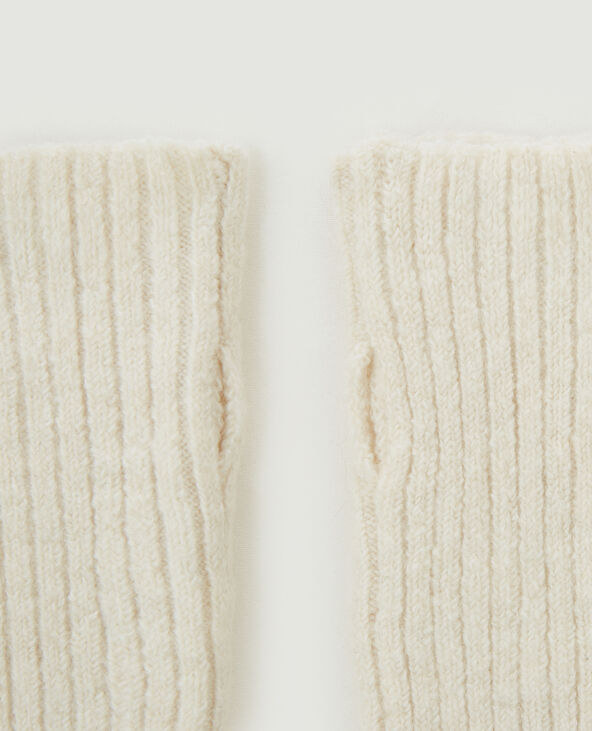 Manchons façon mitaines en maille tricot écru - Pimkie