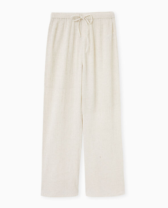 Pantalon large en tissu effet froissé blanc - Pimkie