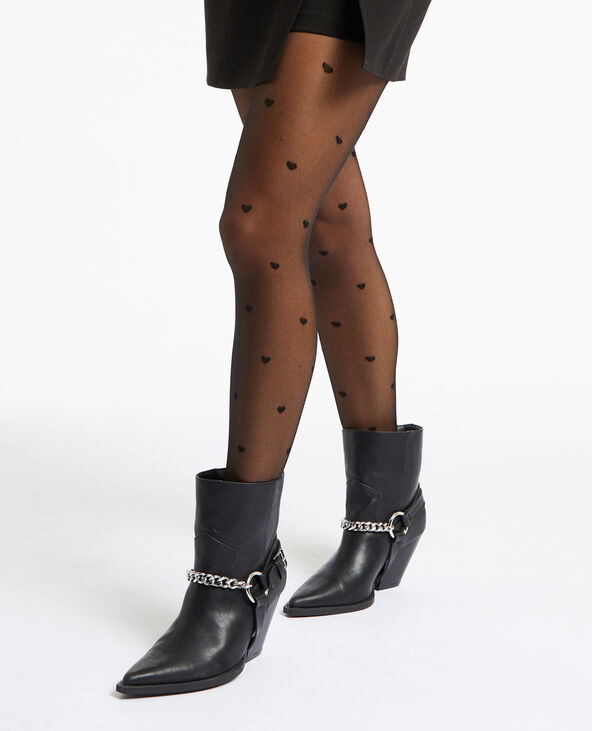 Collants push up cœurs noir - Pimkie