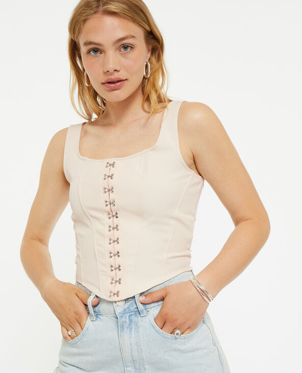 Top à bretelles façon corset beige - Pimkie
