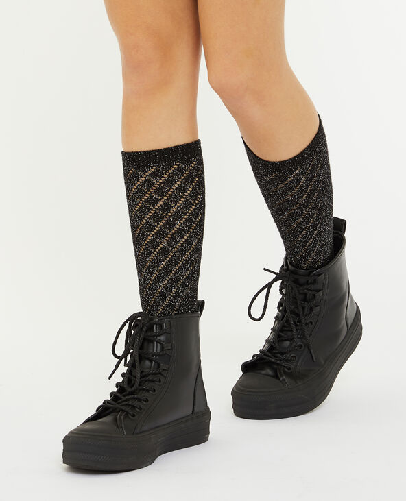 Paires de chaussettes hautes avec fils lurex noir - Pimkie