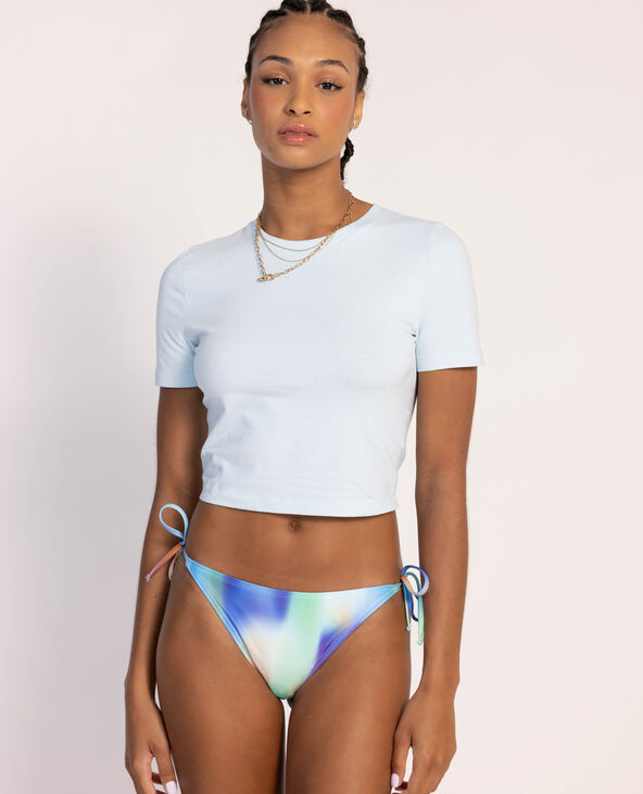 Bas de maillot tanga avec nouettes bleu - Pimkie